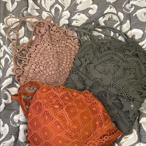 Lace Bralette Trio - Mauve, Olive, Rust